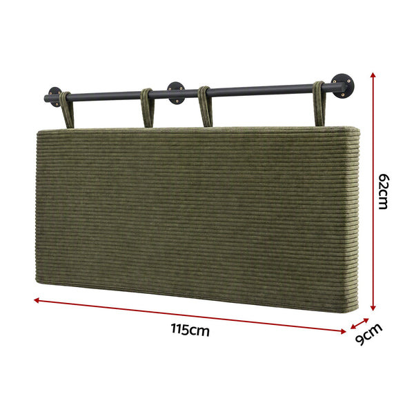 Artiss Wall Mounted Headboard King Single Corduroy Upholstered Hanging Bed Head Awezingly