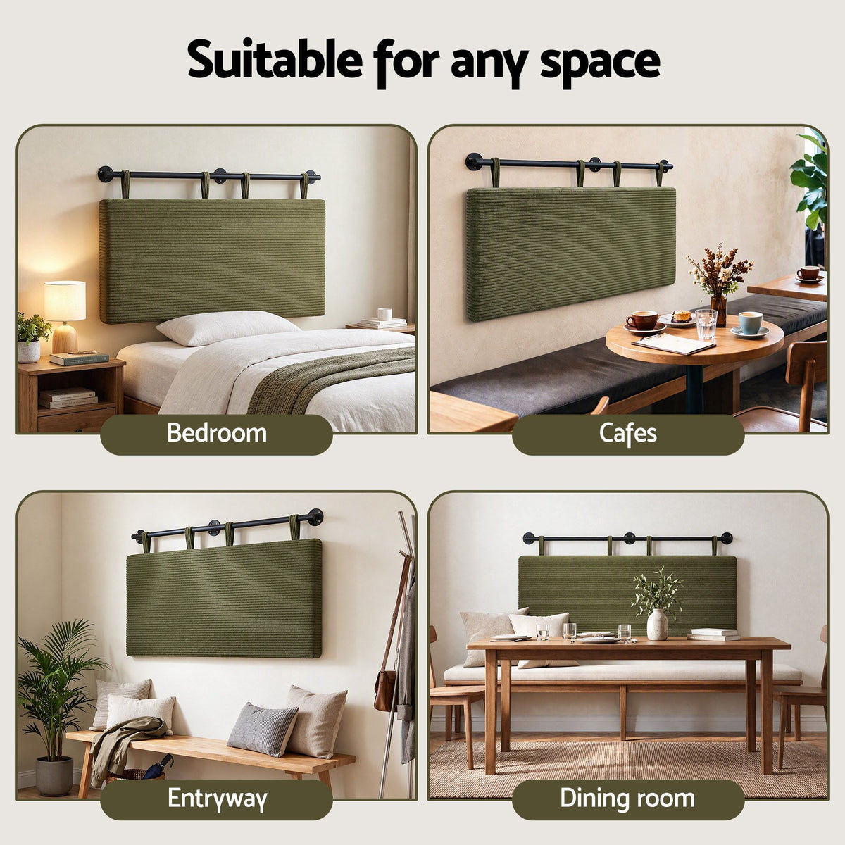 Artiss Wall Mounted Headboard King Single Corduroy Upholstered Hanging Bed Head Awezingly