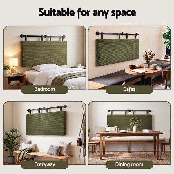 Artiss Wall Mounted Headboard King Single Corduroy Upholstered Hanging Bed Head Awezingly