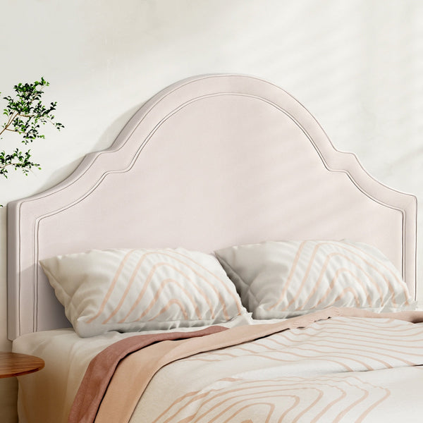 Artiss Bed Head Headboard Queen Velvet IRIS Beige Artiss