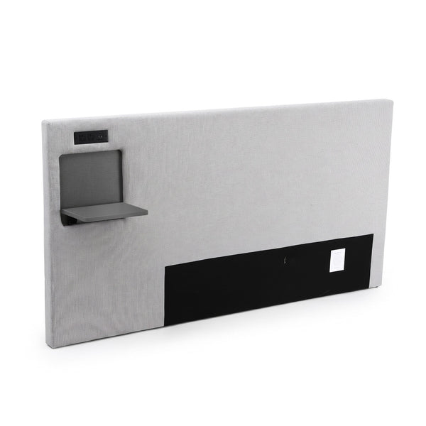 Artiss Queen Headboard Upholstered Foldable Table Charging Station Grey Awezingly