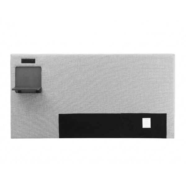 Artiss Queen Headboard Upholstered Foldable Table Charging Station Grey Awezingly