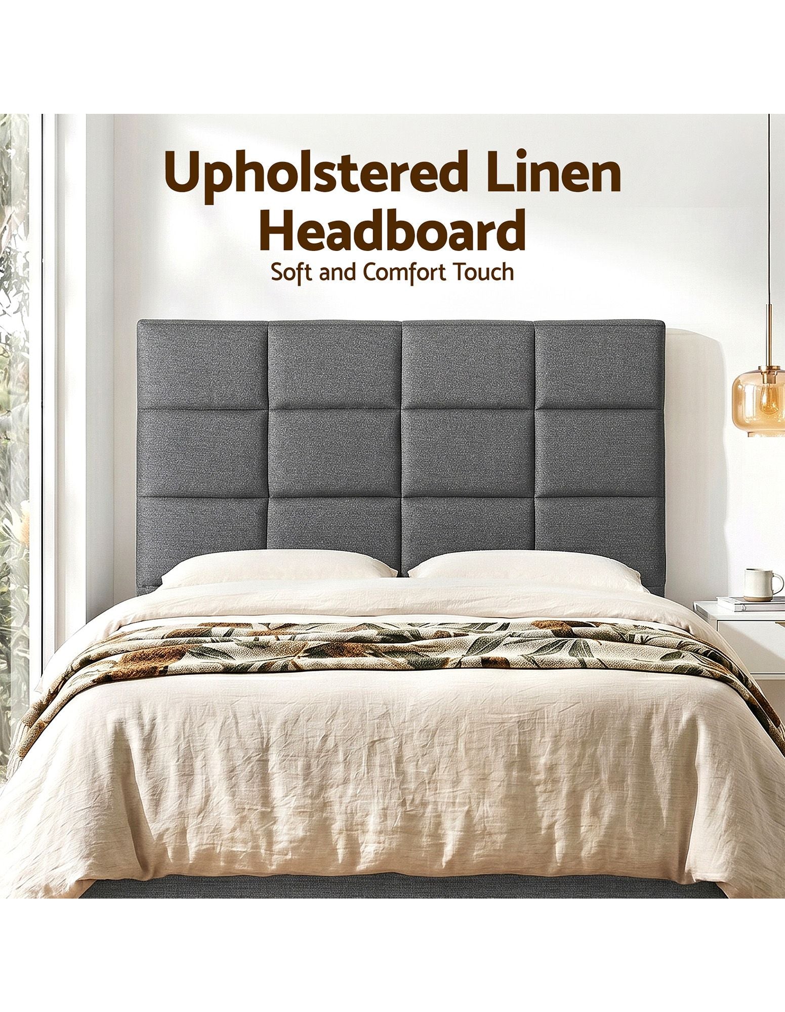 Artiss Bed Headboard Double Bedhead Linen Fabric Charcoal Awezingly