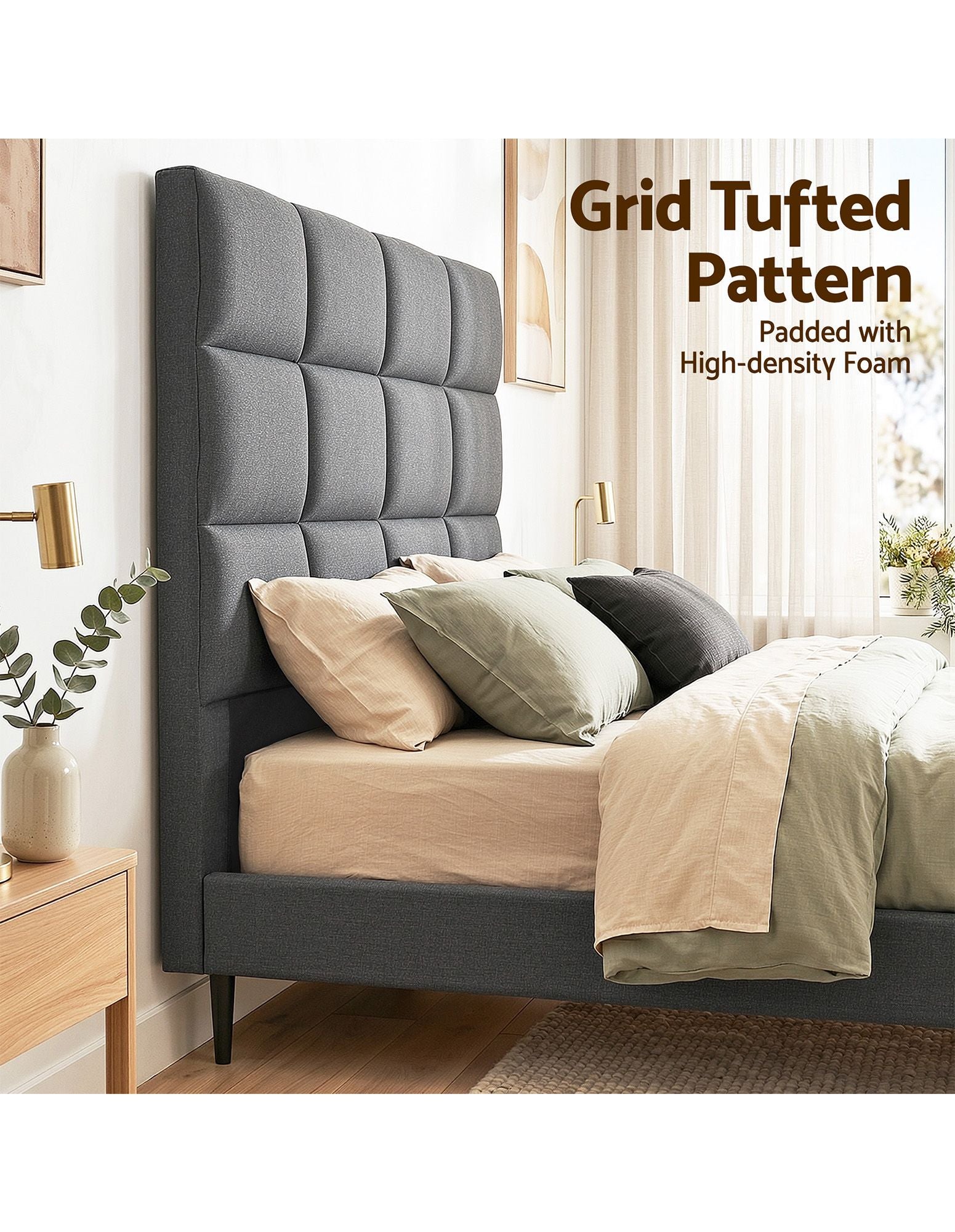 Artiss Bed Headboard Double Bedhead Linen Fabric Charcoal Awezingly