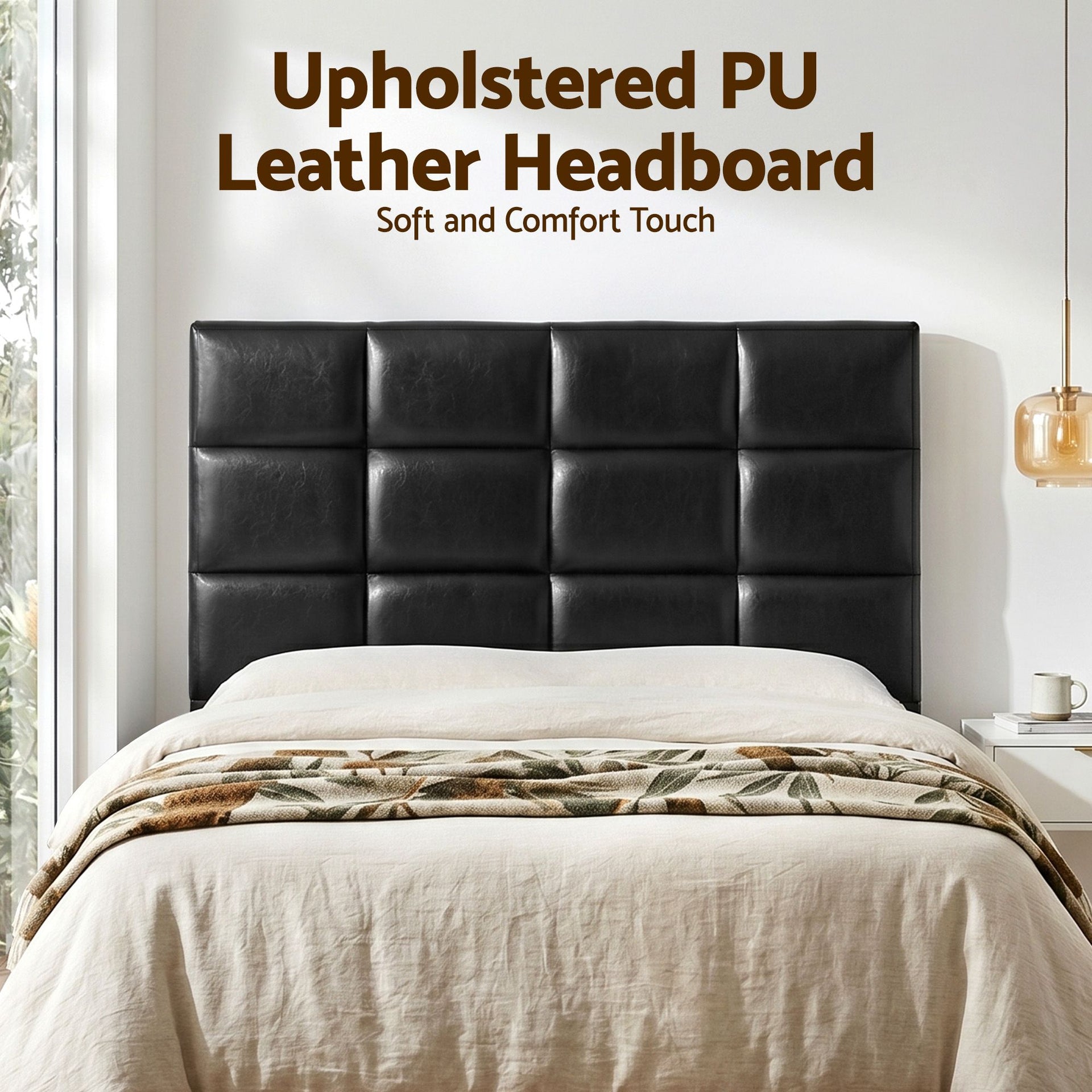 Artiss Bed Headboard Queen Bedhead PU Leather Black Awezingly