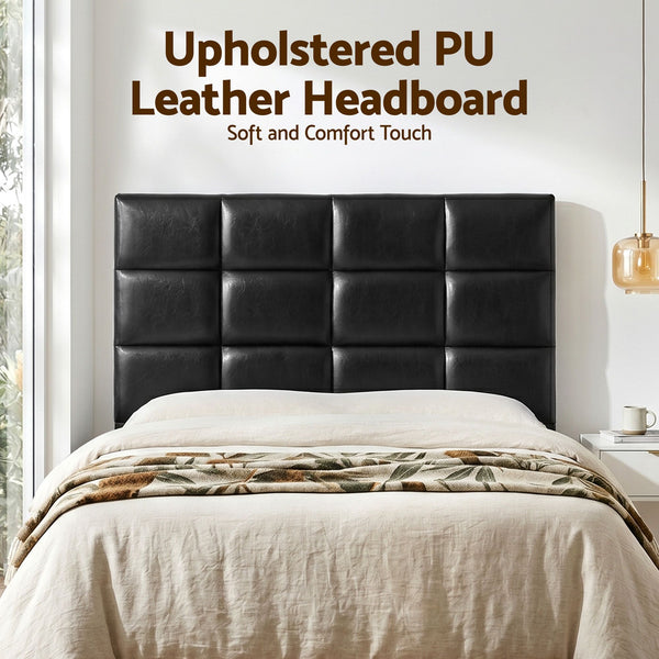 Artiss Bed Headboard Queen Bedhead PU Leather Black Awezingly