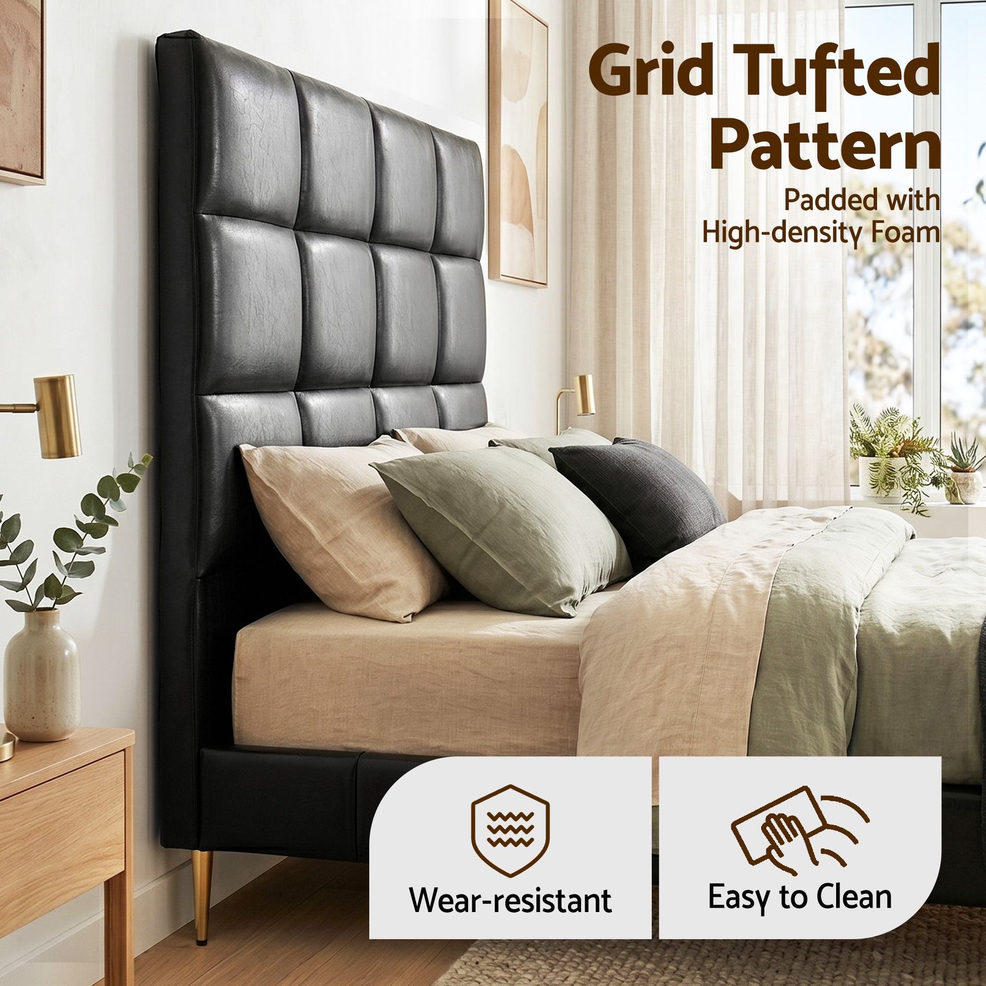 Artiss Bed Headboard Queen Bedhead PU Leather Black Awezingly