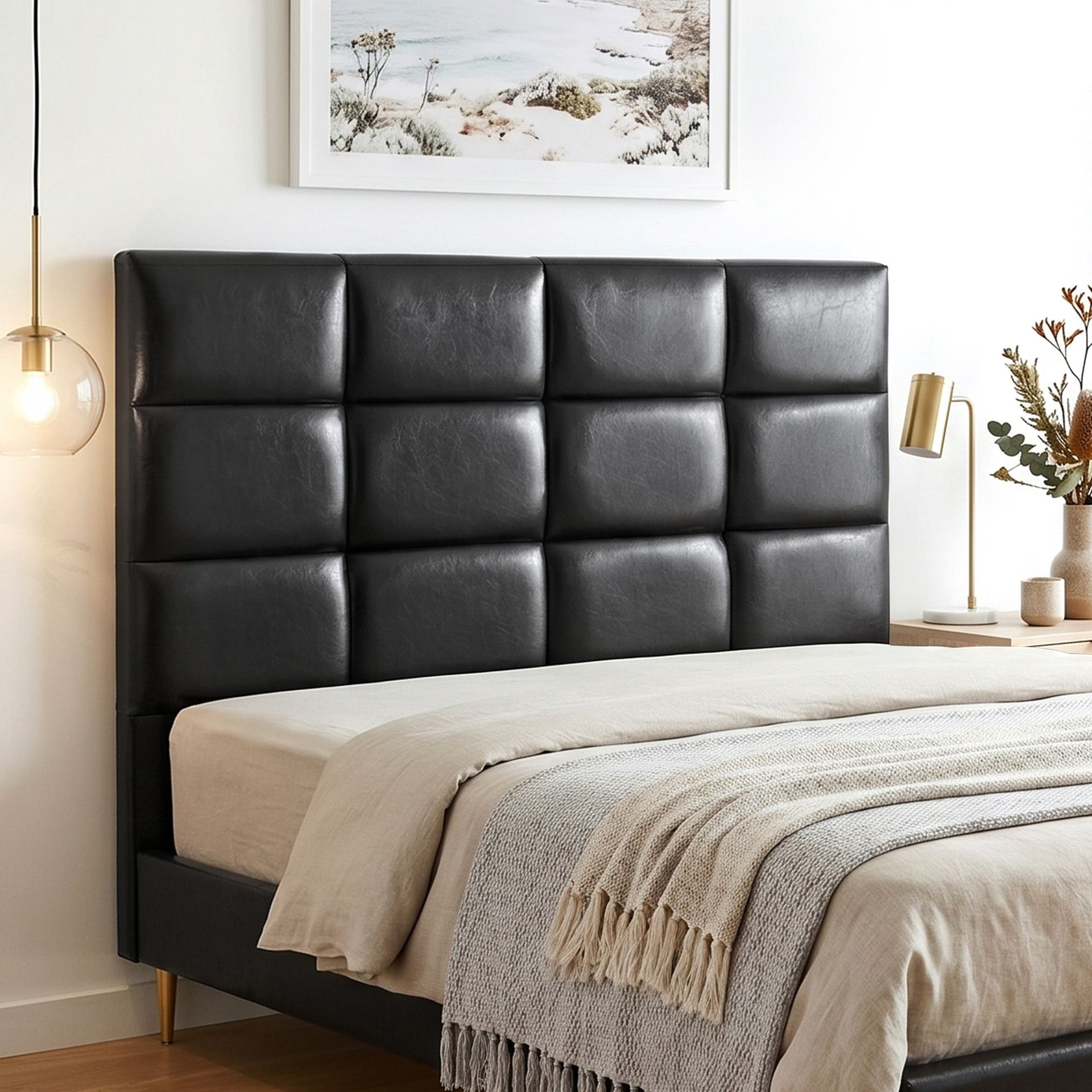 Artiss Bed Headboard Queen Bedhead PU Leather Black Awezingly