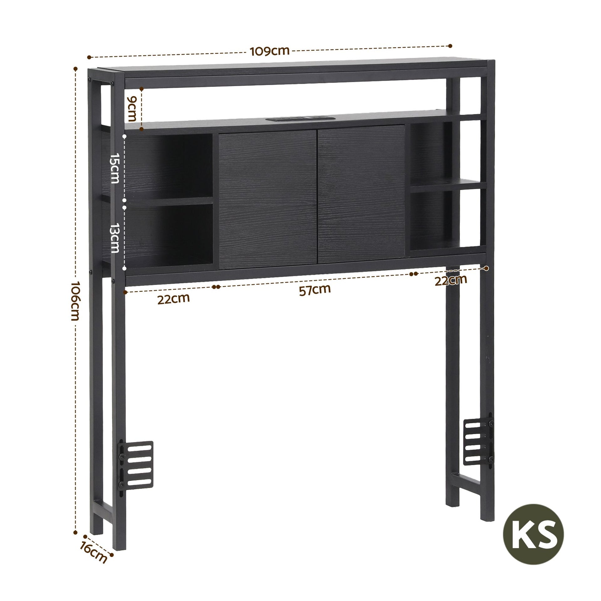 Artiss Bed Headboard King Single Storage Bedhead Charging Station Black Awezingly