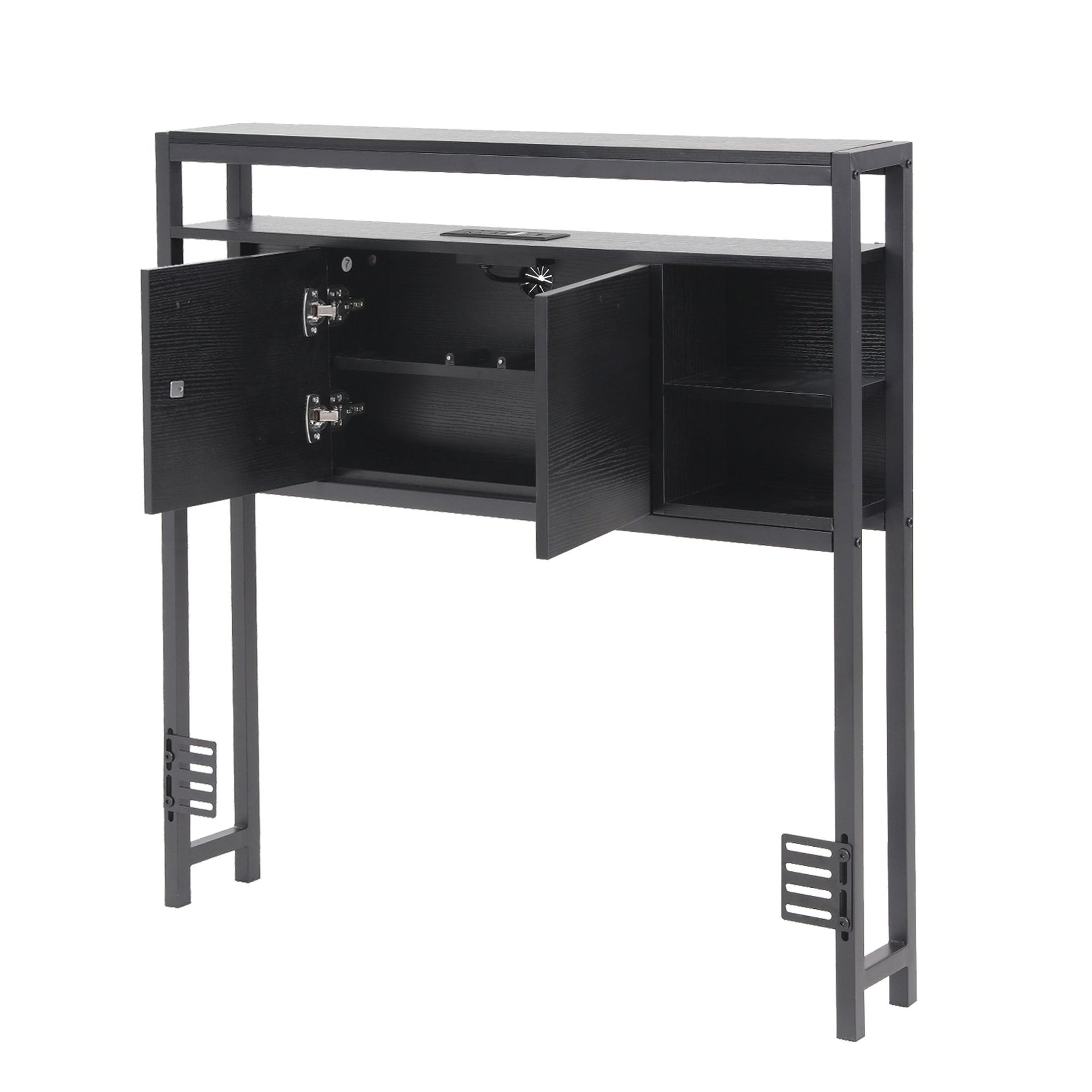 Artiss Bed Headboard King Single Storage Bedhead Charging Station Black Awezingly