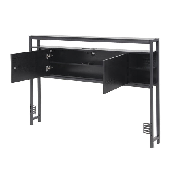 Artiss Bed Headboard Queen Storage Bedhead Charging Station Black Awezingly