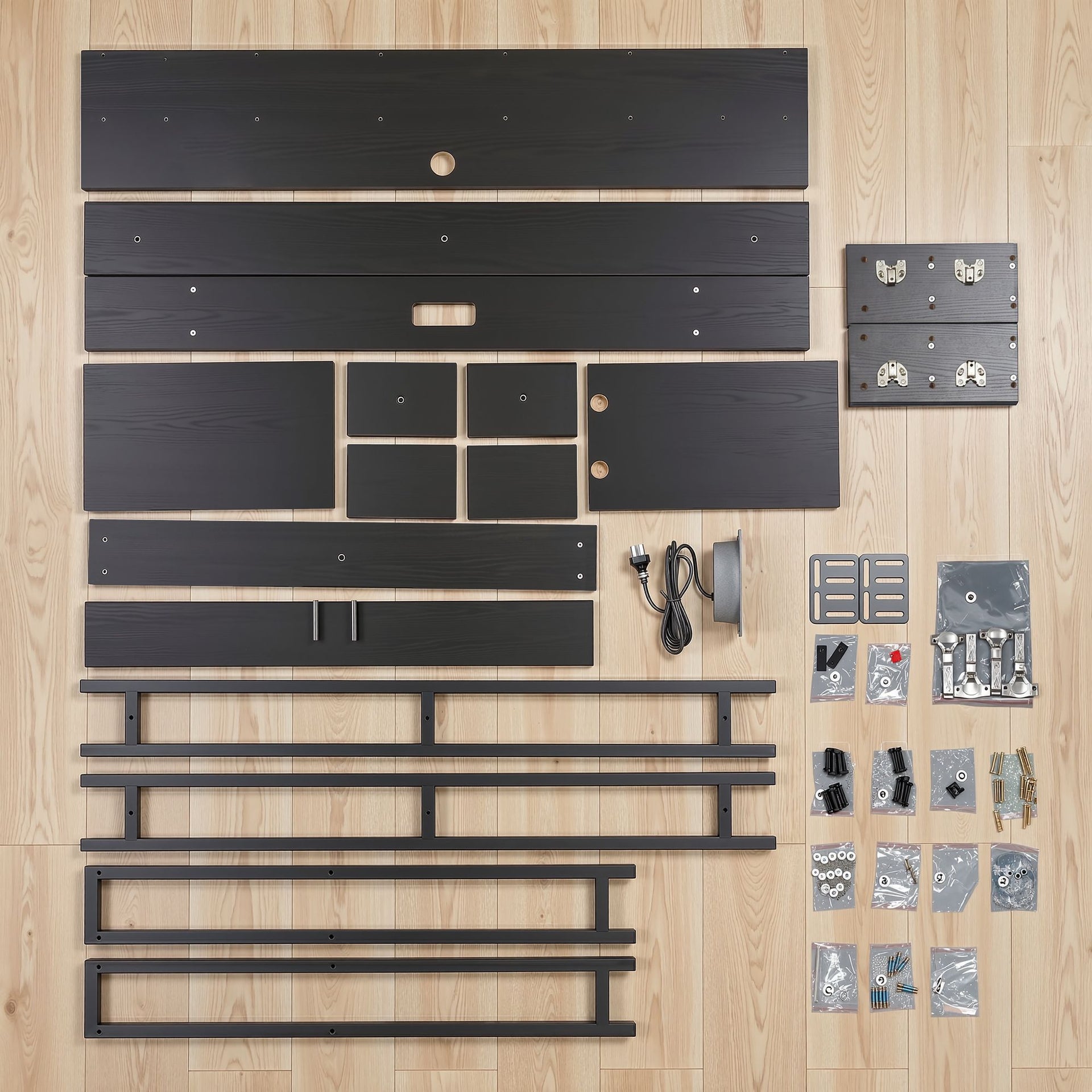 Artiss Bed Headboard Queen Storage Bedhead Charging Station Black Awezingly