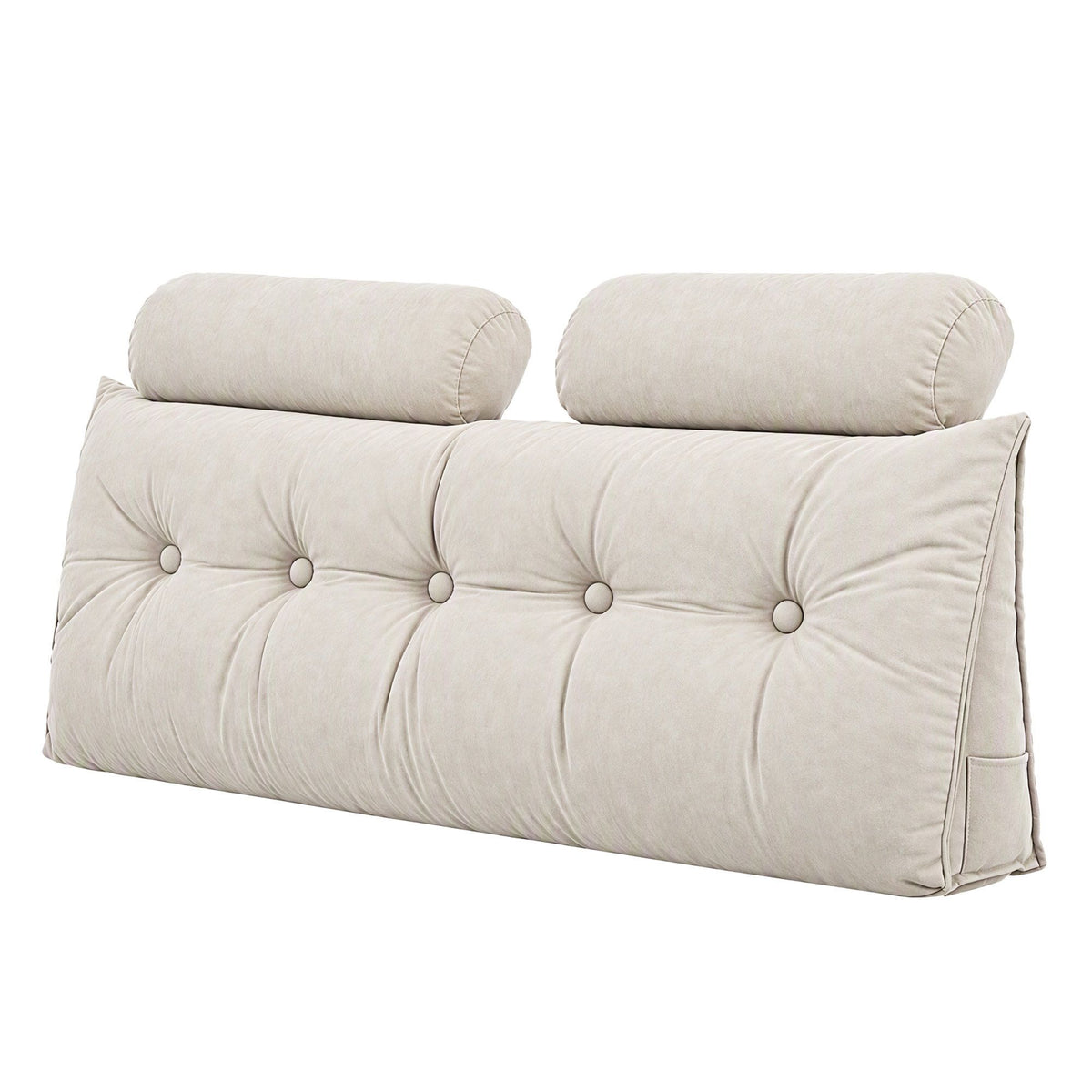 Artiss Headboard Pillow Double Wedge Backrest Triangular with 2 Cushions Beige Awezingly