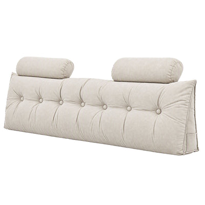 Artiss Headboard Pillow King Wedge Backrest Triangular with 2 Cushions Beige