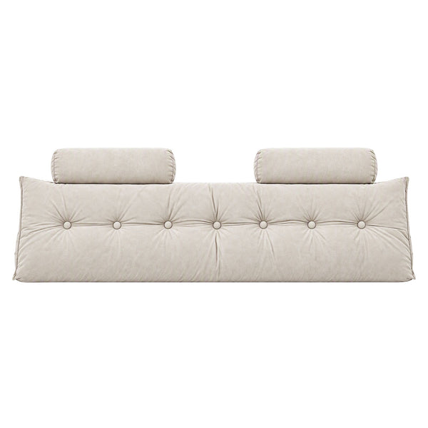 Artiss Headboard Pillow King Wedge Backrest Triangular with 2 Cushions Beige Awezingly