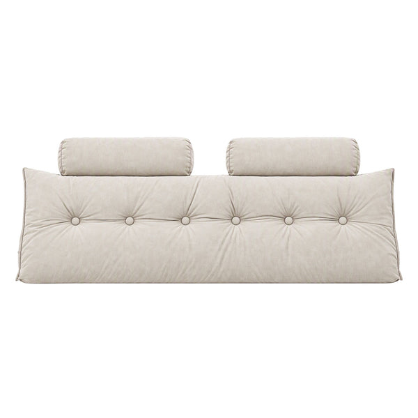 Artiss Headboard Pillow Queen Wedge Backrest Triangular with 2 Cushions Beige Awezingly