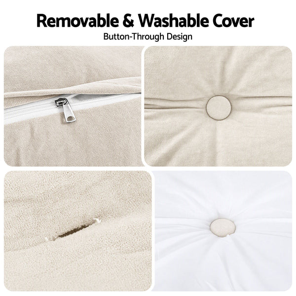 Artiss Headboard Pillow Queen Wedge Backrest Triangular with 2 Cushions Beige Awezingly