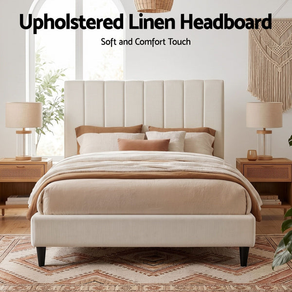 Artiss Bed Head Headboard Double Linen 137CM - Beige Awezingly