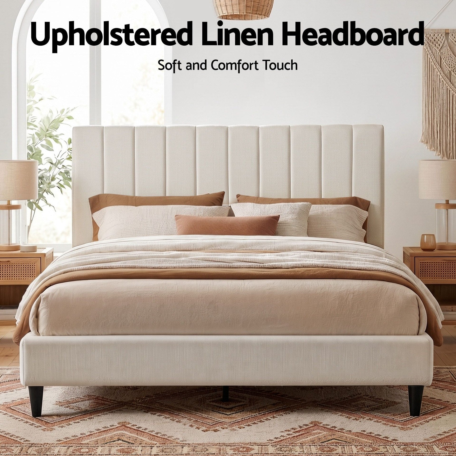 Artiss Bed Head Headboard King Linen 183CM - Beige Awezingly