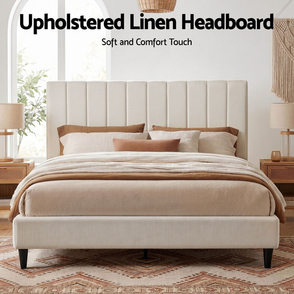 Artiss Bed Head Headboard King Linen 183CM - Beige Awezingly