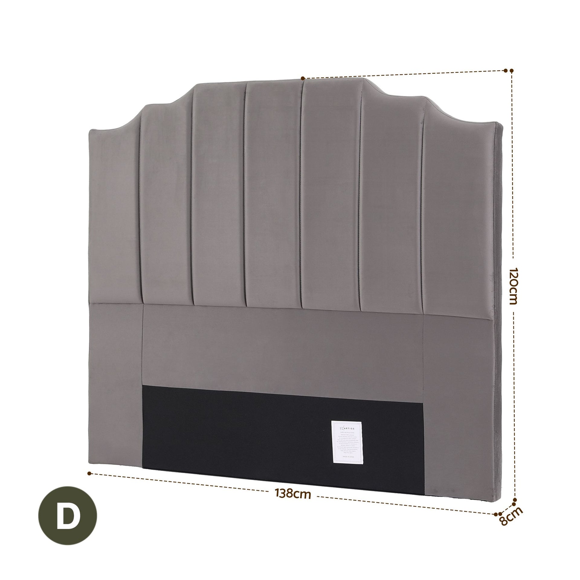 Artiss Bed Head Headboard Double Velvet 138CM - Grey Awezingly