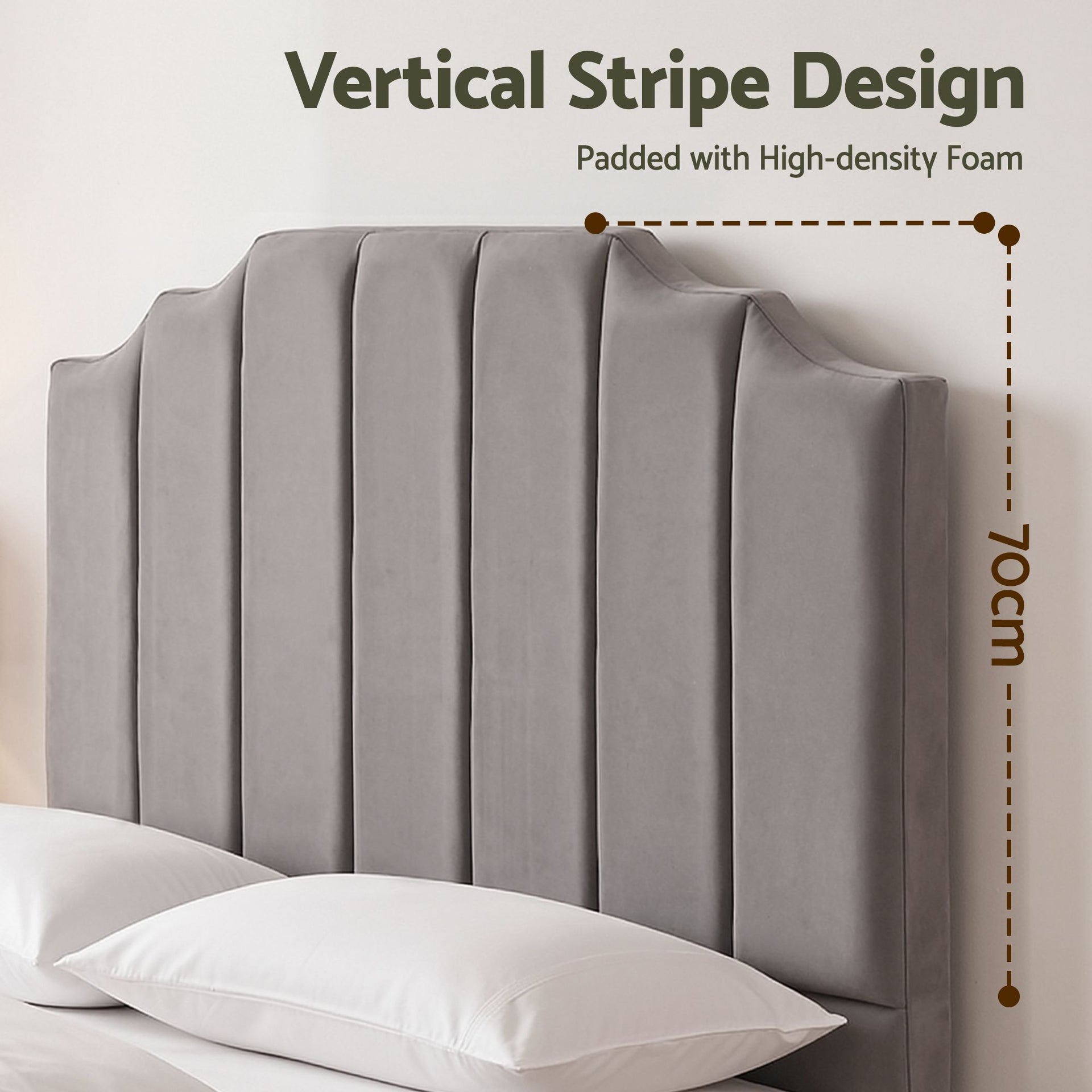 Artiss Bed Head Headboard Double Velvet 138CM - Grey Awezingly