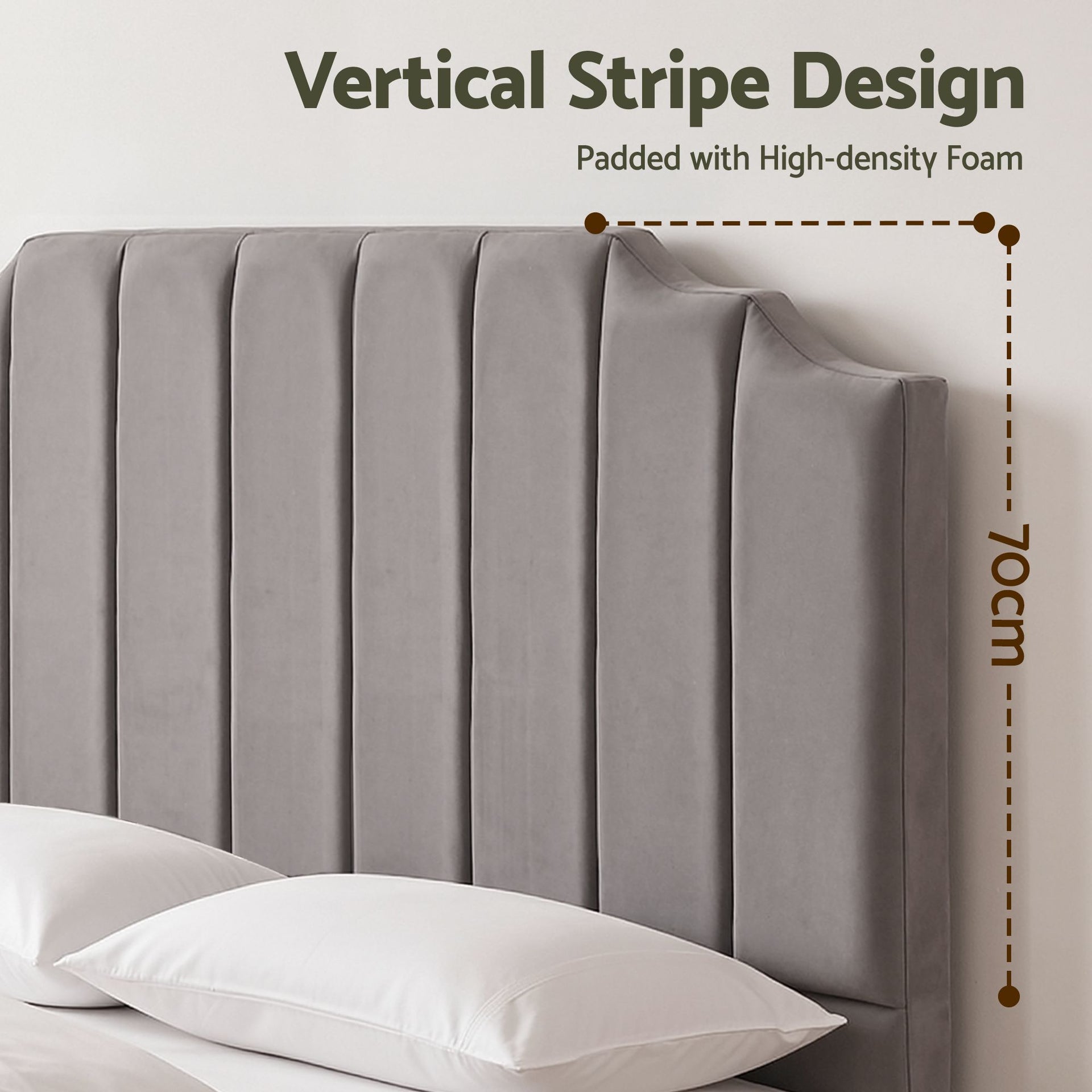 Artiss Bed Head Headboard King Velvet 183CM - Grey Awezingly