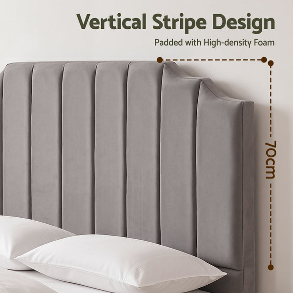 Artiss Bed Head Headboard King Velvet 183CM - Grey Awezingly