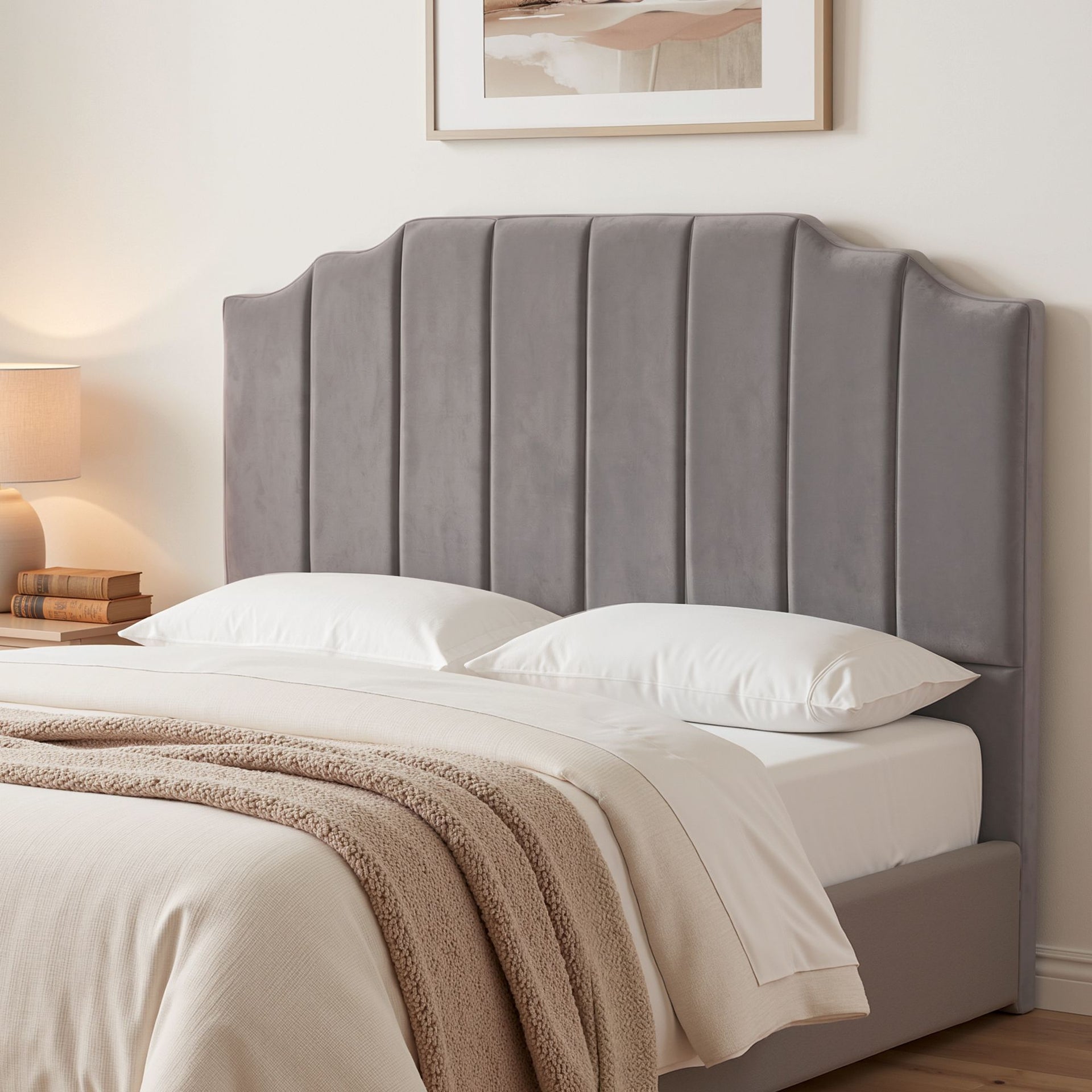 Artiss Bed Head Headboard Queen Velvet 153CM - Grey Awezingly