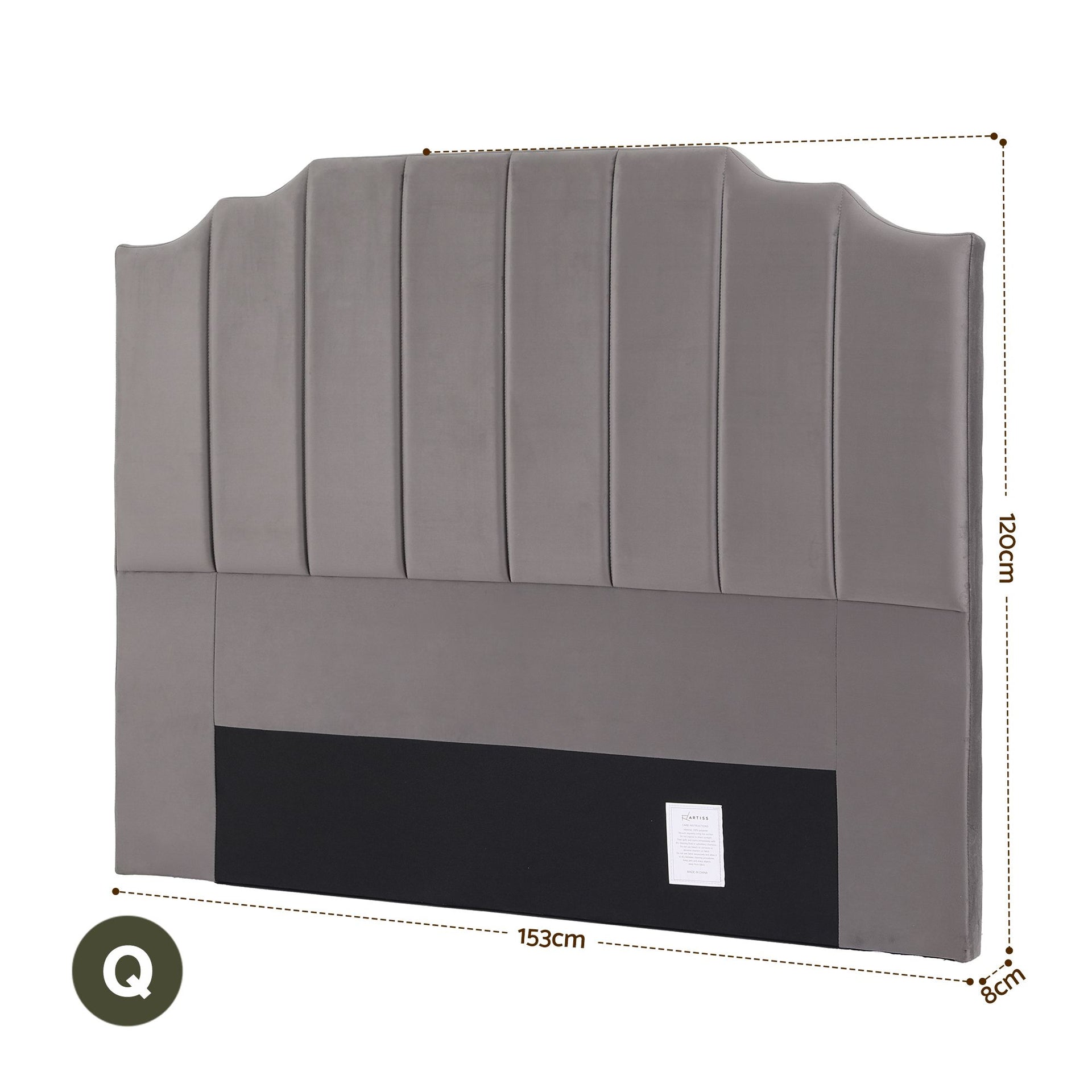 Artiss Bed Head Headboard Queen Velvet 153CM - Grey Awezingly