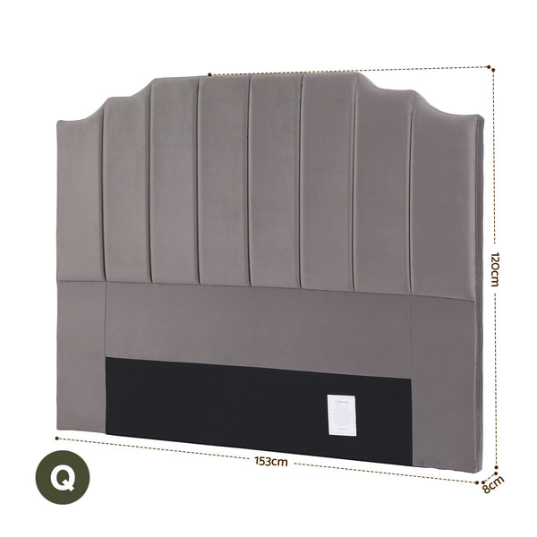 Artiss Bed Head Headboard Queen Velvet 153CM - Grey Awezingly