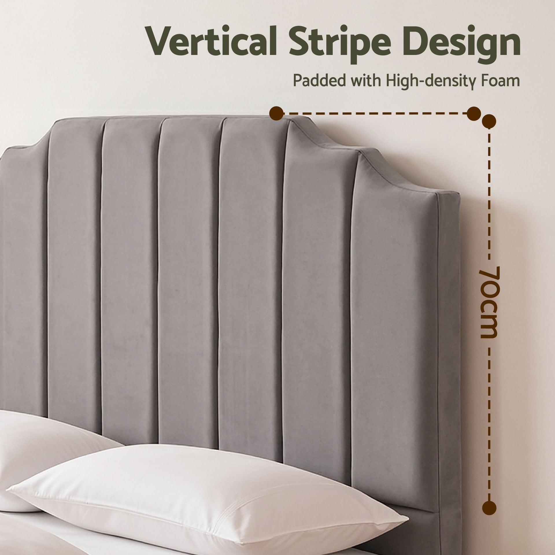Artiss Bed Head Headboard Queen Velvet 153CM - Grey Awezingly
