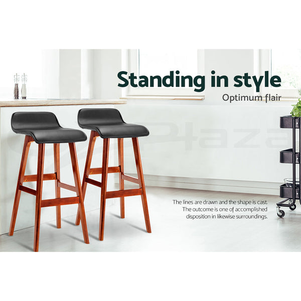 Artiss 4x Bar Stools Wooden Stool Black Artiss