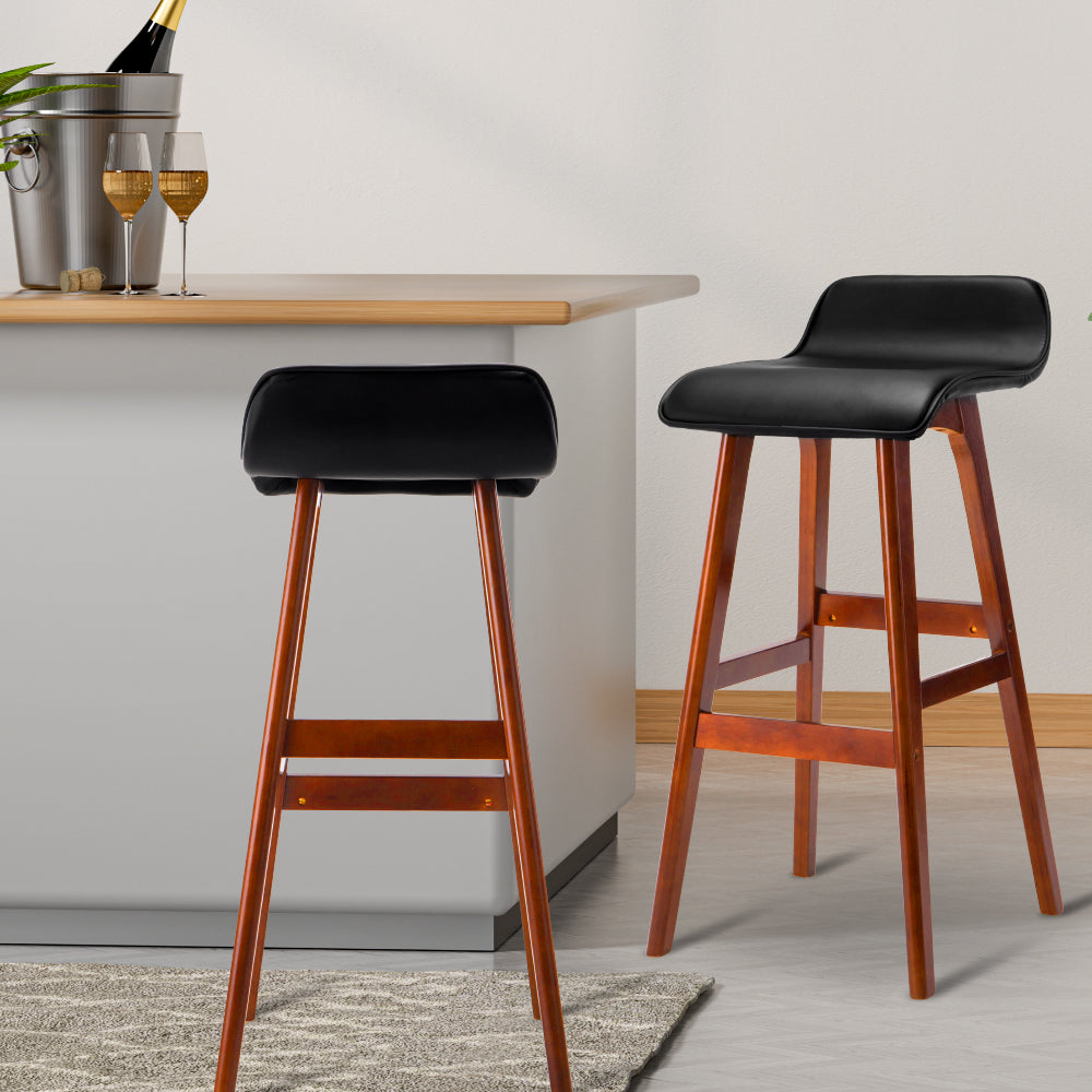Artiss 4x Bar Stools Wooden Stool Black Artiss