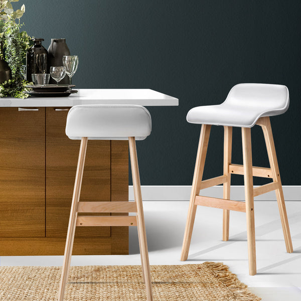 Artiss 4x Bar Stools Wooden Stool White Artiss