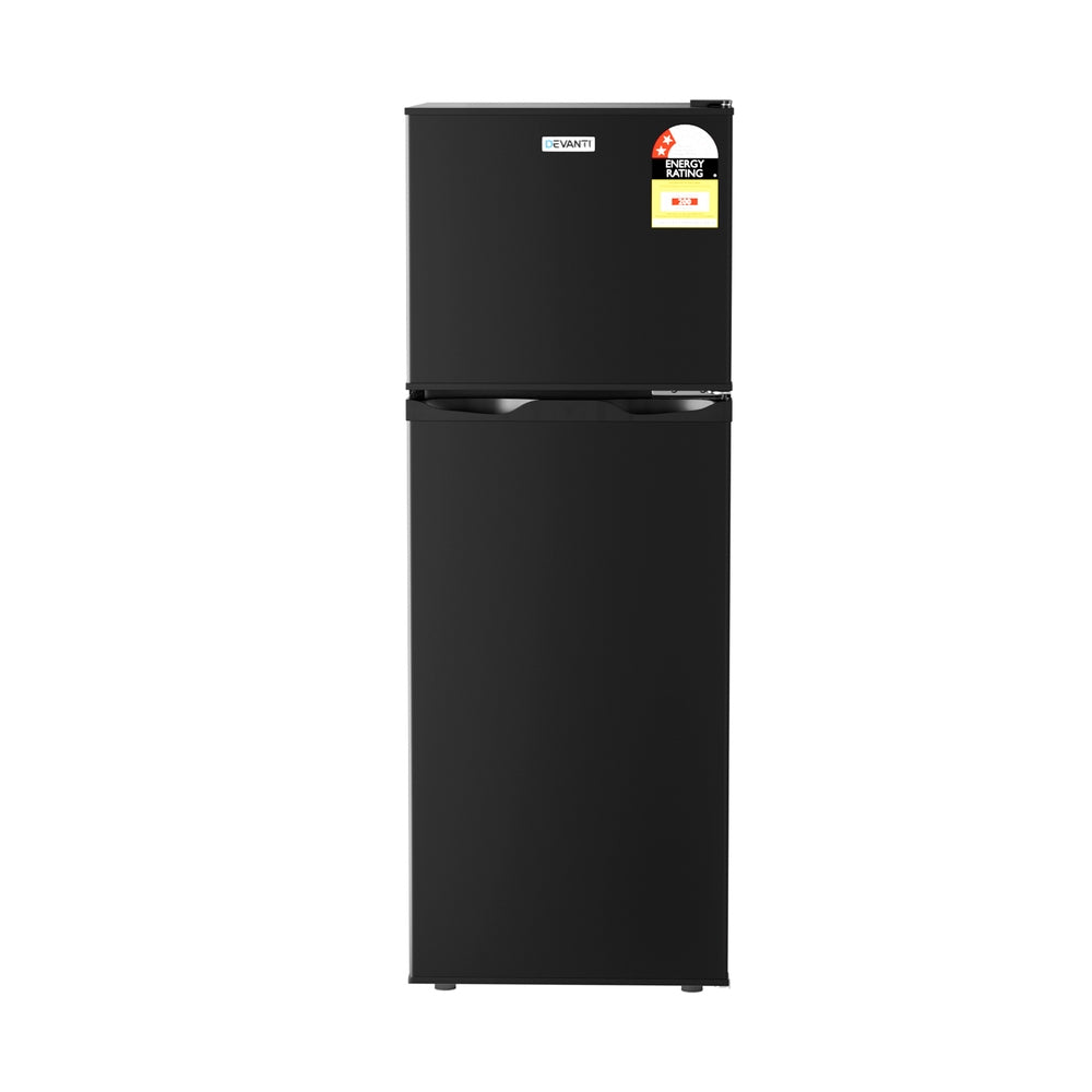 Devanti 122L Two Door Bar Fridge Mini Fridge with Freezer Black Awezingly
