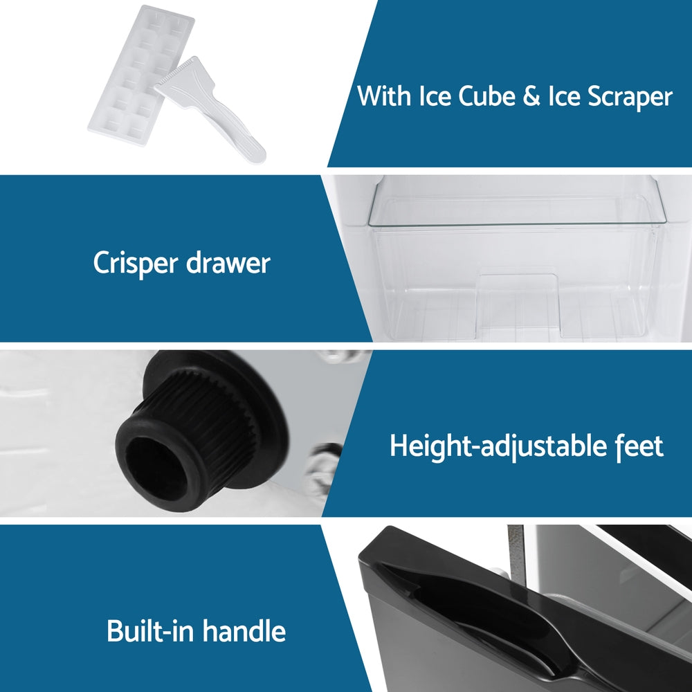 Devanti 122L Two Door Bar Fridge Mini Fridge with Freezer Black Awezingly