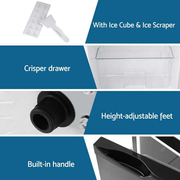 Devanti 122L Two Door Bar Fridge Mini Fridge with Freezer Black Awezingly