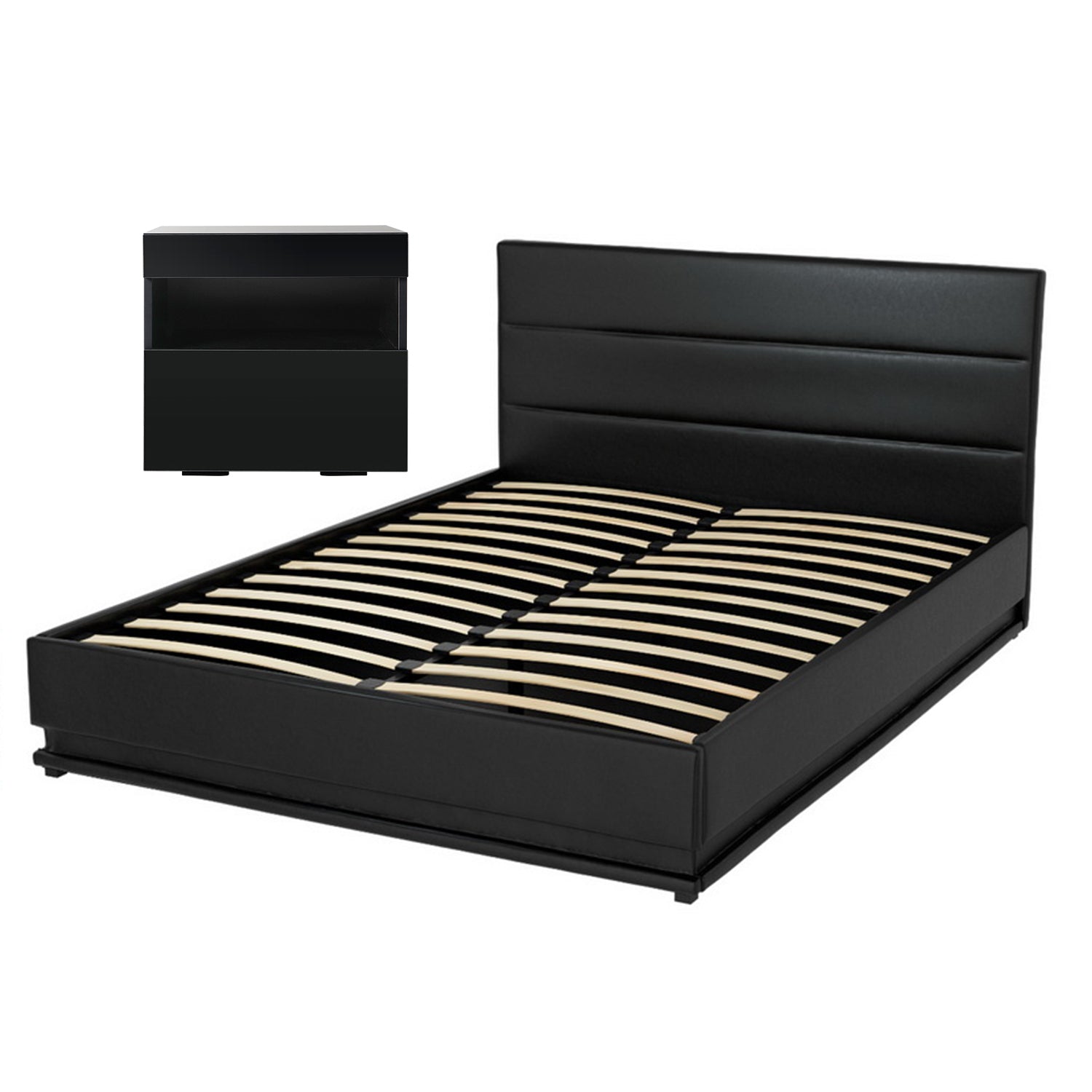 Artiss RGB LED Double Bed Frame with Beside Table Set 16 Colour Mood Lighting Awezingly