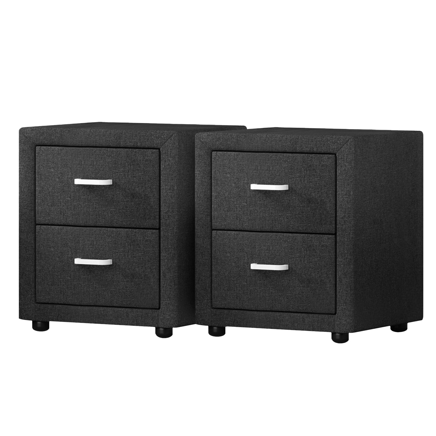 Artiss 2X Bedside Table 2 Drawers Fabric - CADEN Charcoal Awezingly