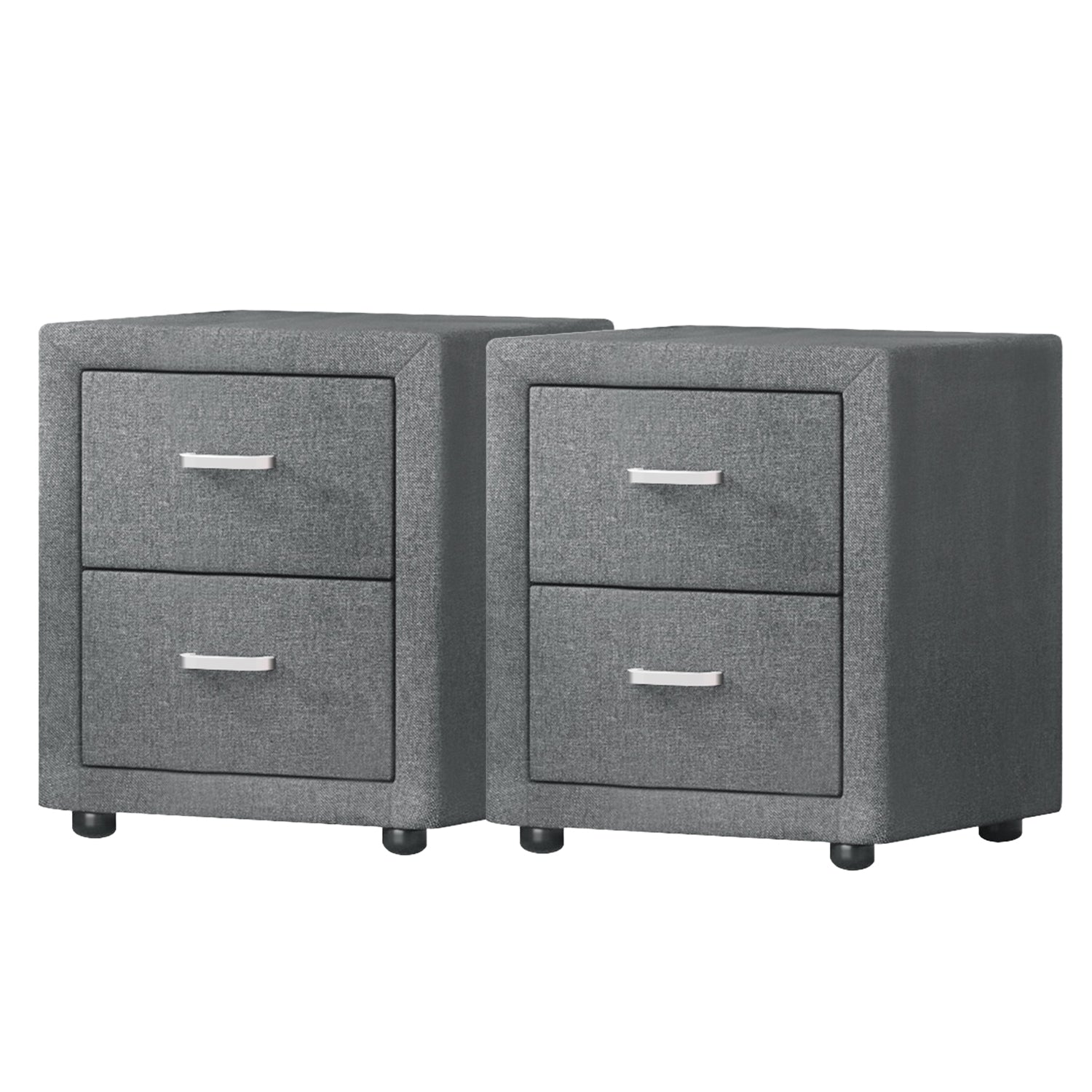 Artiss 2X Bedside Table 2 Drawers Side Table Fabric - CADEN Grey Awezingly