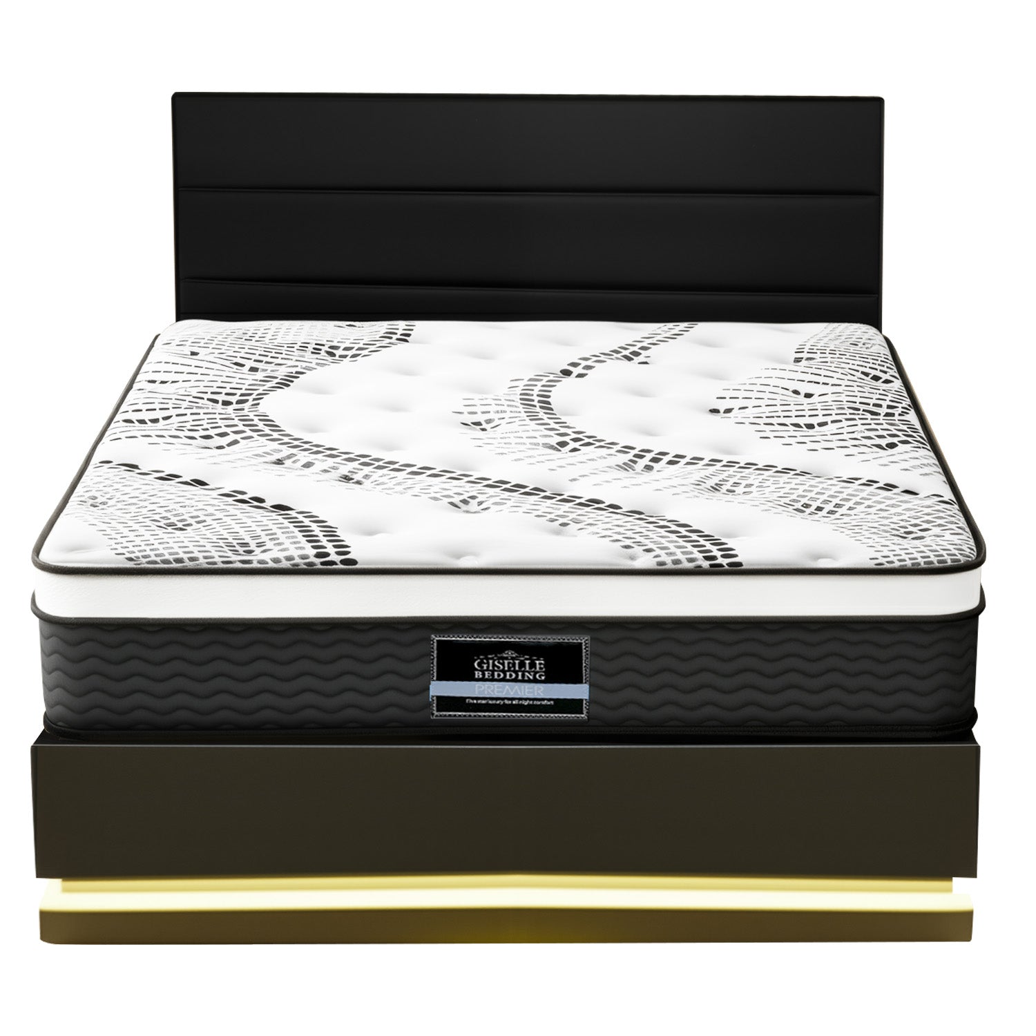 Artiss RGB LED Queen Bed Frame with 32cm Giselle Mattress Set Awezingly