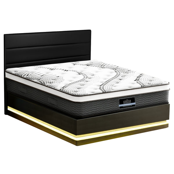 Artiss RGB LED Queen Bed Frame with 32cm Giselle Mattress Set Awezingly