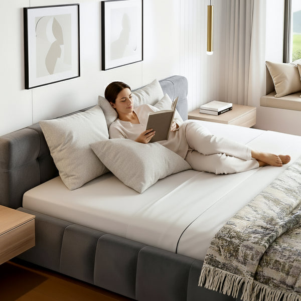 Artiss Queen Size Bed Frame Plush Soft Headboard Velvet Platform Base for Modern Bedrooms Grey Awezingly