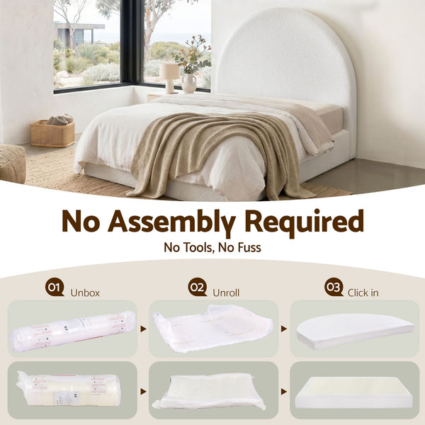 Artiss Double Bed Frame Boucle Fabric Vacuum Compressed Beds Removable Washable Cover No-Assembly Awezingly