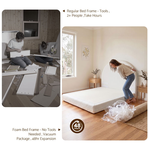 Artiss Double Bed Frame Boucle Fabric Vacuum Compressed Beds Removable Washable Cover No-Assembly Awezingly