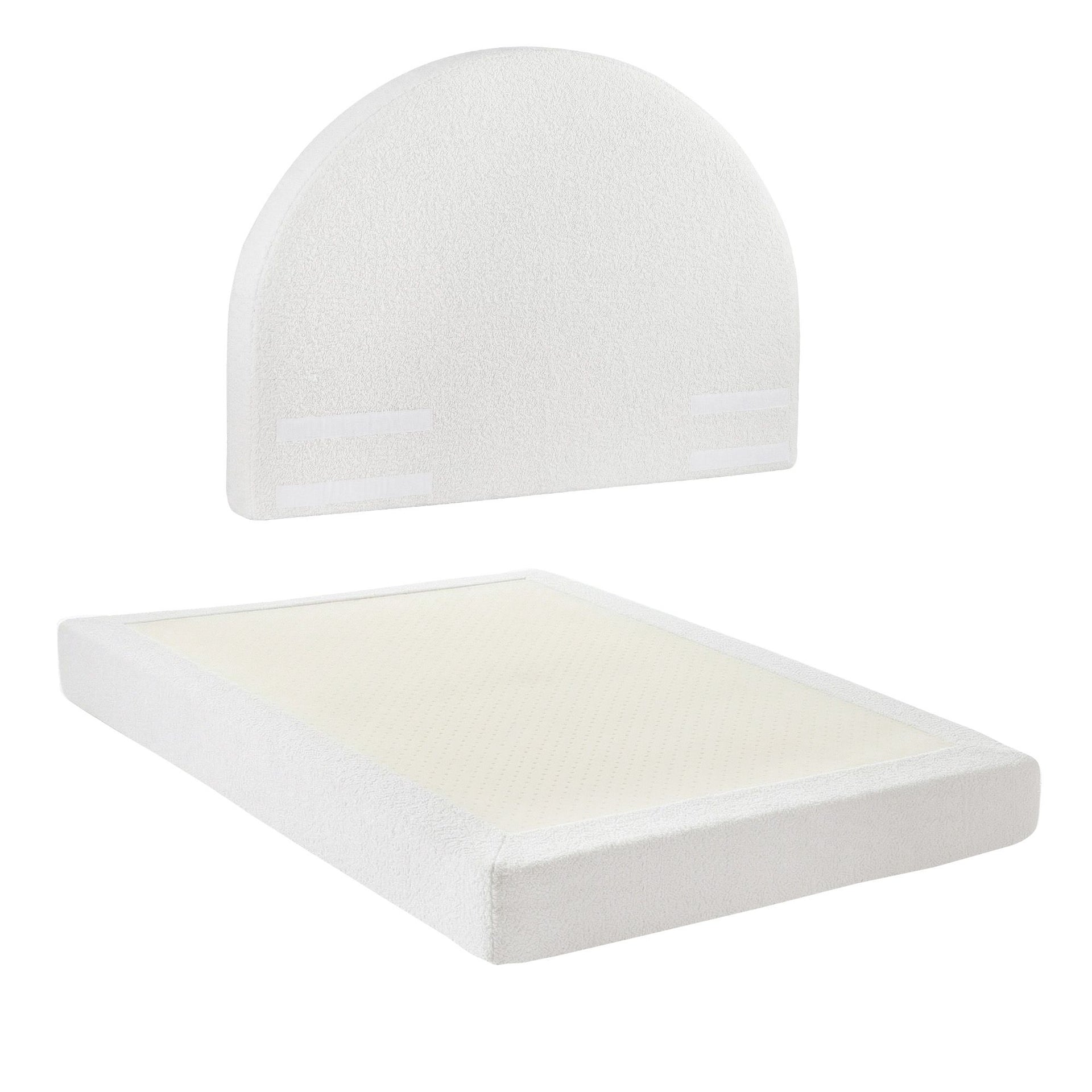 Artiss Queen Bed Frame Boucle Fabric Vacuum Compressed Beds Removable Washable Cover No-Assembly Awezingly