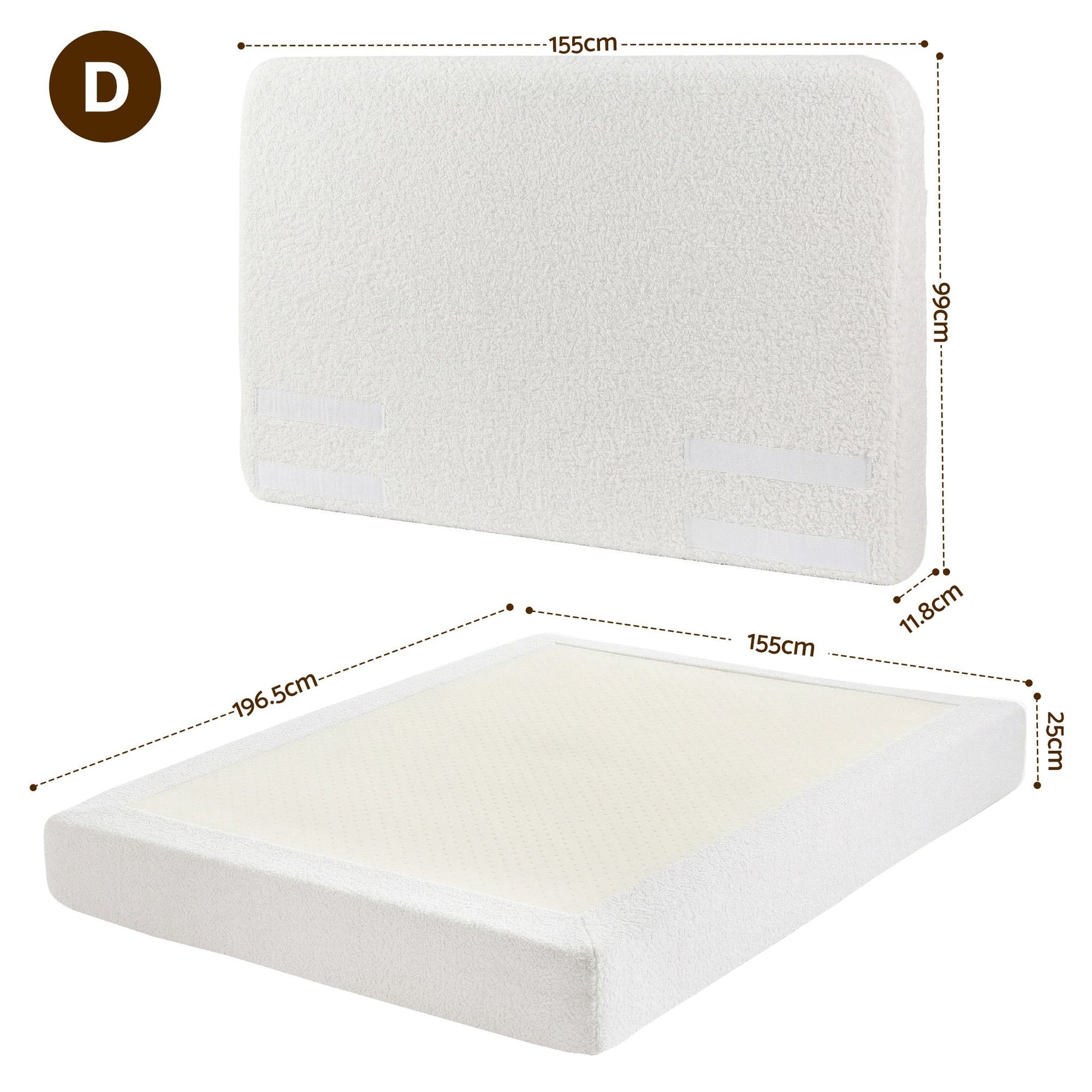 Artiss Double Bed Frame Boucle Fabric Vacuum Compressed Beds Removable Washable Cover Awezingly