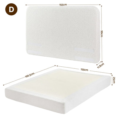 Artiss Double Bed Frame Boucle Fabric Vacuum Compressed Beds Removable Washable Cover