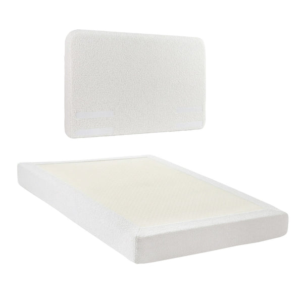 Artiss Double Bed Frame Boucle Fabric Vacuum Compressed Beds Removable Washable Cover Awezingly